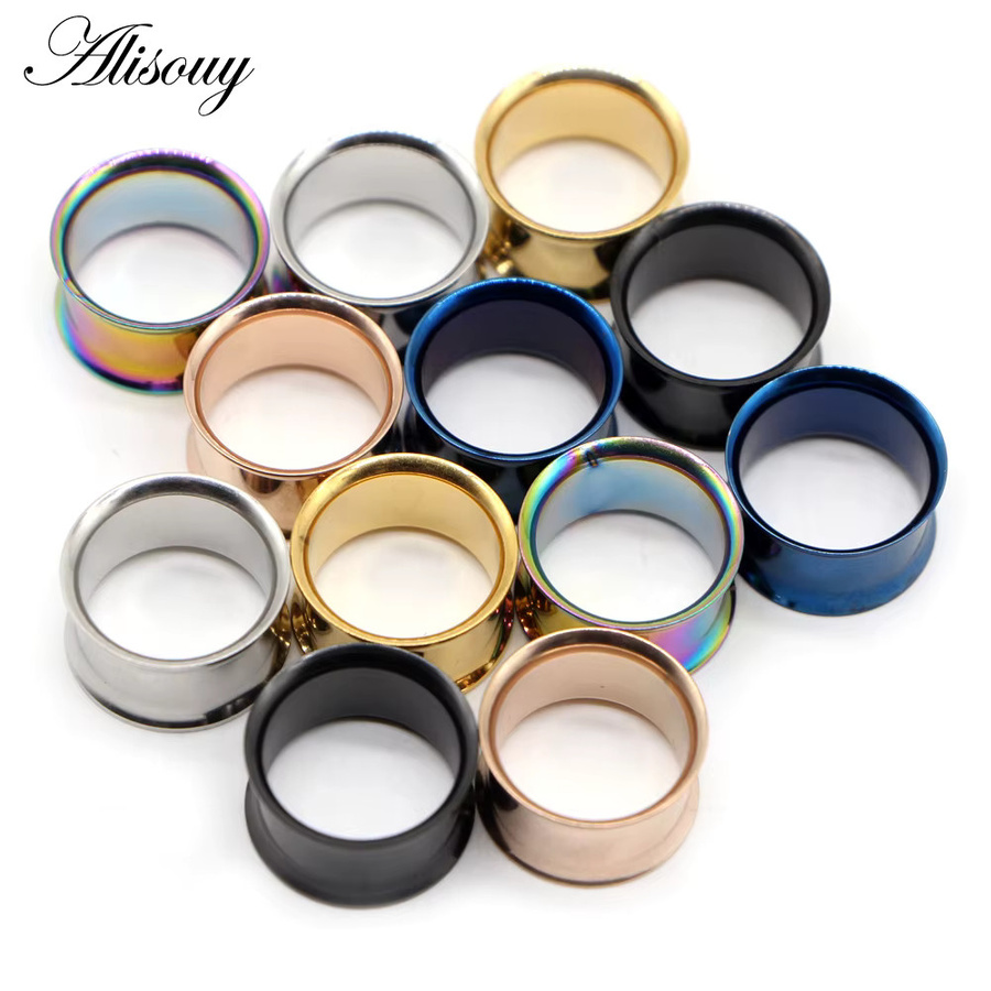 Alisouy Ohrringe Plugs, Edelstahl, Silber, Unisex, 3-25mm - Bild 2