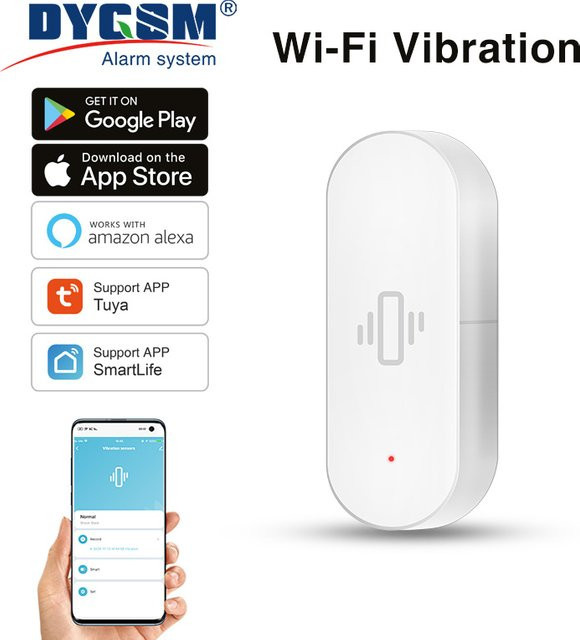 Tuya WiFi-Vibrationssensor für intelligente Warnungen, kompatibel mit Alexa und Google Home, in Weiß oder Beige - Bild 1