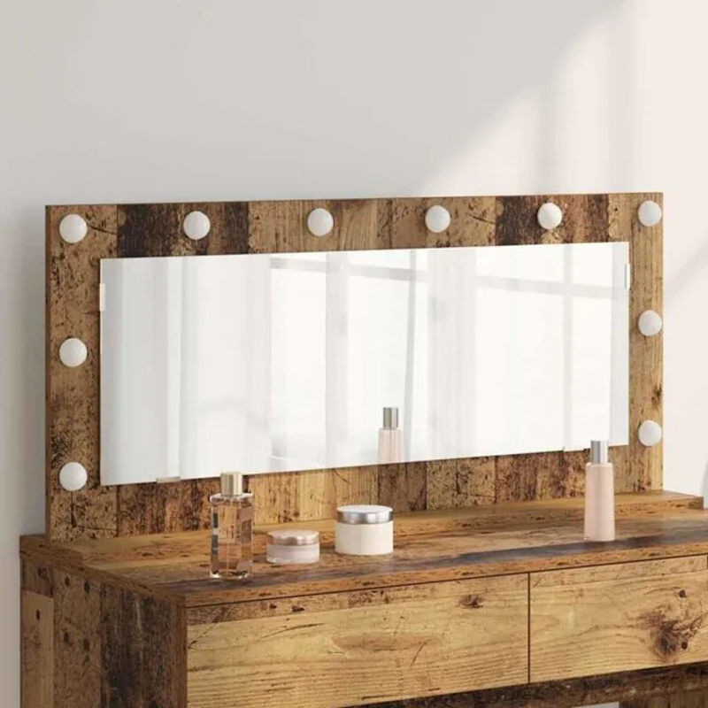 Vidaxl Wandspiegel mit LED-Beleuchtung aus Holz in Braun, Rechteckig, B/H/T: 100 x 45 x 18 cm - Bild 1