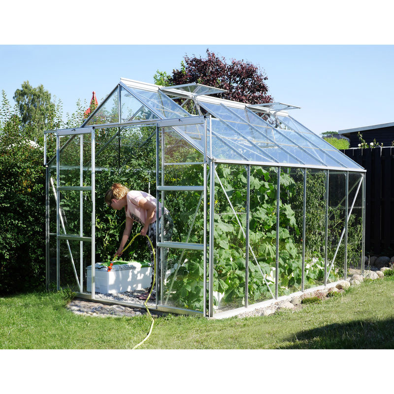 Vitavia Gewächshaus Uranus 9900 aus eloxiertem Aluminium in Silber mit transparentem Einscheibensicherheitsglas und Doppelschiebetür, 9,9 m² - Bild 3