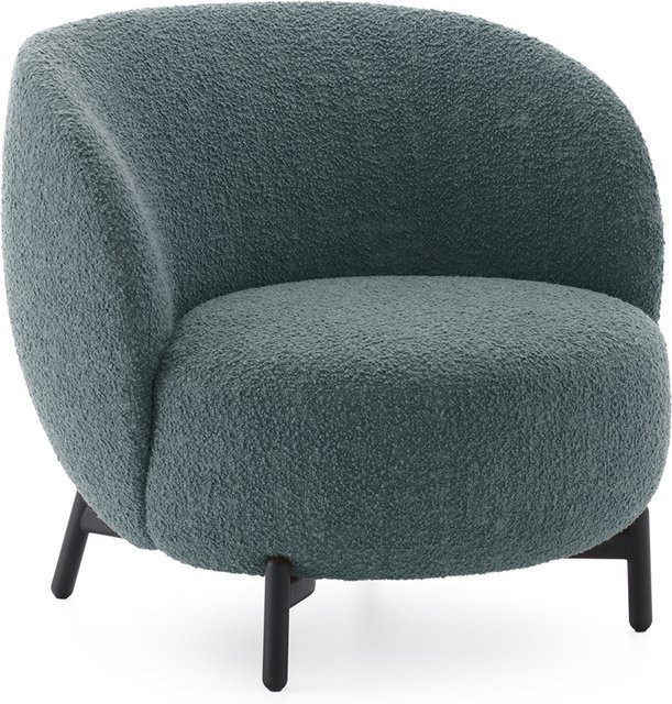 Kartell Lunam Sessel Curly Lounge Sessel mit Bouclé-Bezug in Grün und Metallgestell - Bild 1