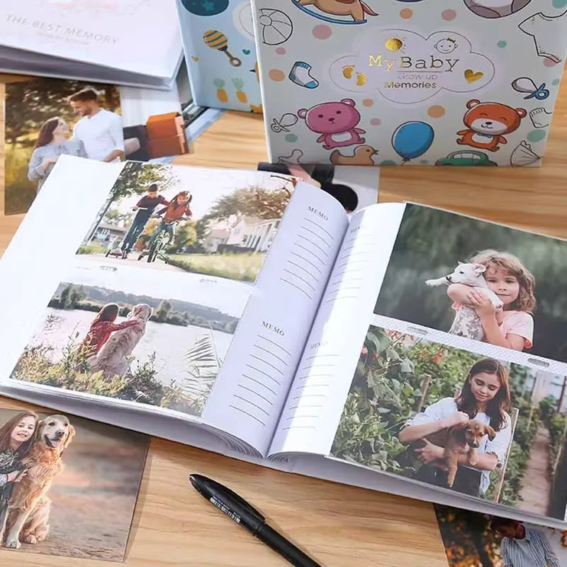 Beschreibbares Baby-Fotoalbum als Wachstumsschallplatte mit 200 Papierkernbeuteln für Fotos in 15,2 cm - Bild 2