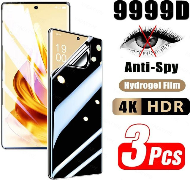 3er Pack Privatsphäre Hydrogel Displayschutzfolie für Samsung Galaxy Note 10 Lite, Note 20 Ultra und Note 8 Plus, transparent, kompatibel mit Fingerabdrucksensor - Bild 1