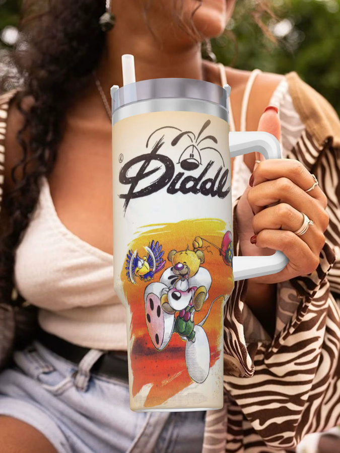Diddl Cute Mouse Edelstahlbecher Travelist Thermobecher mit Strohhalm und Deckel in Multicolour - Bild 3