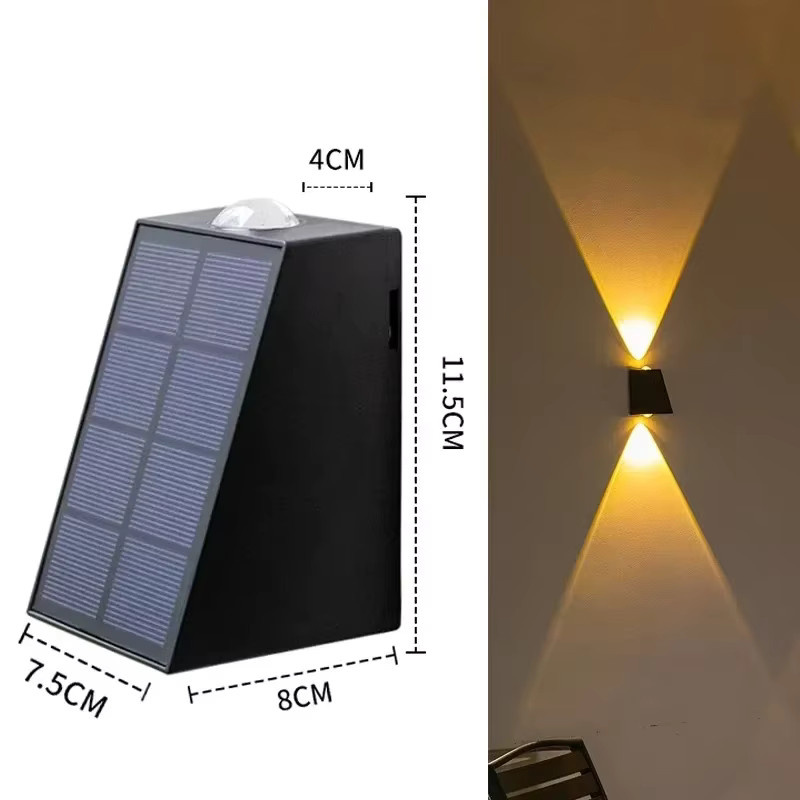 ZTree Solar-Wandleuchten für den Außenbereich, LED, Warmweiß 3000 K, Up-Down Licht, IP65 Wasserdicht, Schwarz - Bild 6