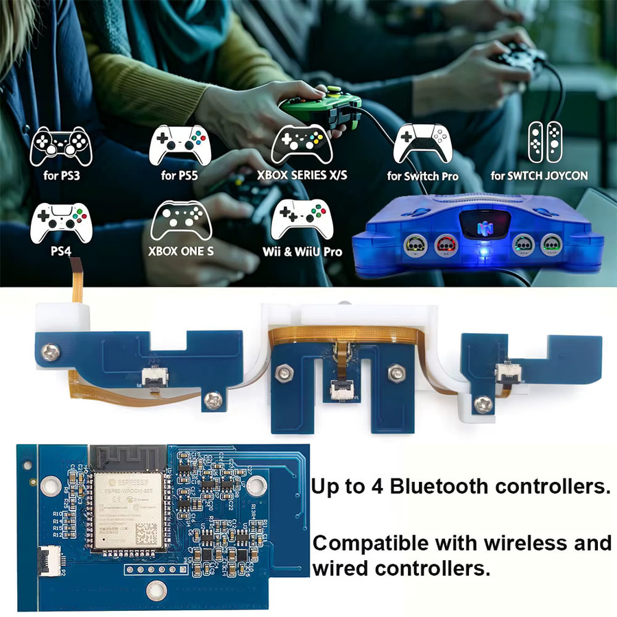 iBlueControlMod Wireless-Controller Interner Adapter für N64-Konsole mit Bluetooth und RGB-LED-Farbmodul in Blau - Bild 4