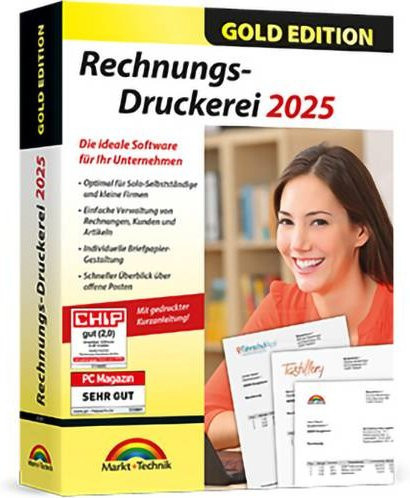 Markt & Technik Rechnungsdruckerei 2025 Gold Edition Vollversion für Windows mit 1 Lizenz - Bild 1