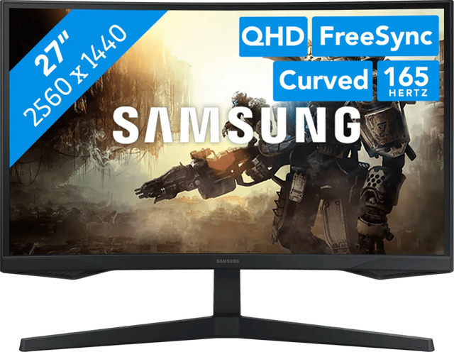 Samsung Odyssey G5 G55C LS27CG552EUXEN Gaming Monitor, 27 Zoll, QHD 1440p, 165 Hz, Schwarz - Bild 1