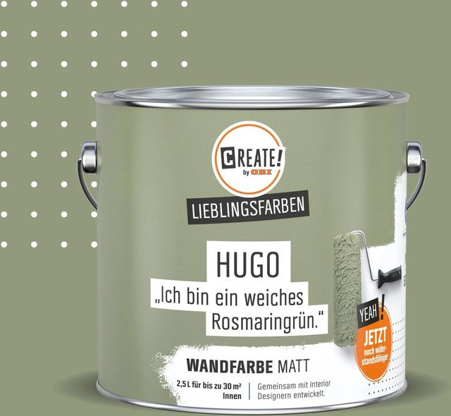 CREATE! by OBI Wandfarbe Lieblingsfarbe Hugo Rosmaringrün Matt, 2,5 l - Bild 1