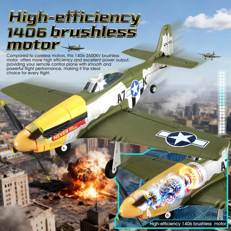 WLTOYS P51D Mustang RC-Flugzeug, Starrflügel-RC-Flugzeug, Schaumstoff - Bild 2