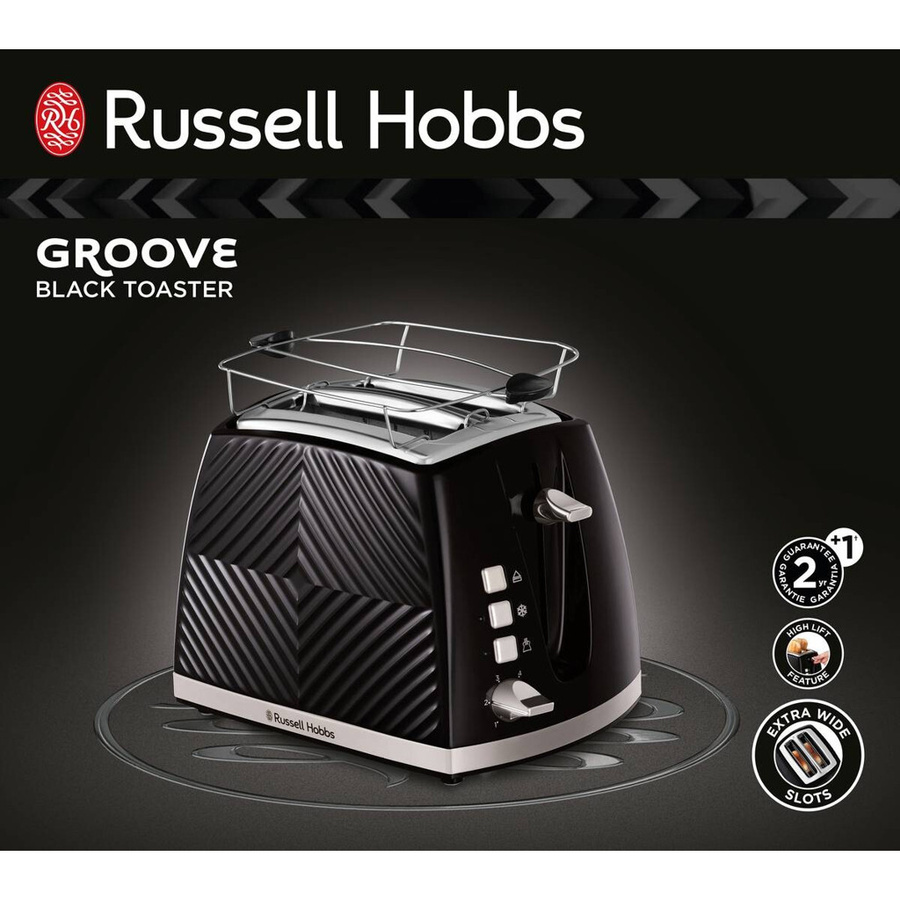 Russell Hobbs Toaster 26390-56 in Schwarz und Silber aus Edelstahl mit Timer, B/H/T: 37 x 22 x 18 cm - Bild 2