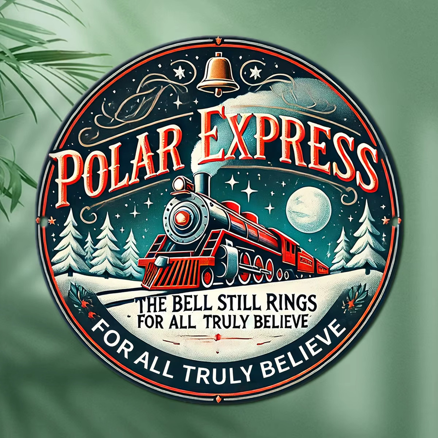 Potdemiel Rundes Eisenschild Polar Express Weihnachtsdeko in Schwarz und Mehrfarbig - Bild 3