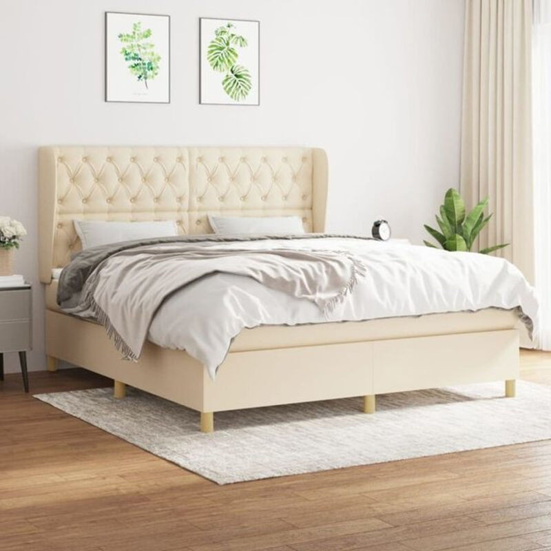 vidaxl Boxspringbett mit Matratze aus Stoff in Beige B: 160 cm, T: 200 cm - Bild 1