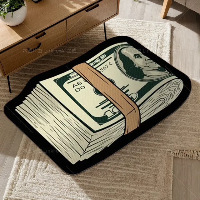VIKAMA Kunstteppich mit Dollar-Design für Wohnzimmer, Schlafzimmer, Küche und Badezimmer - Bild 1