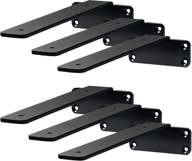 Buying Solutions MB Regalhalterung aus Stahl, 6 Stück, L-förmig, Mattschwarz, L x B x H: 20,3 x 10,2 x 4,1 cm - Bild 1