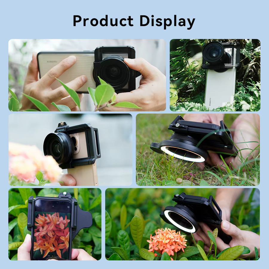 Apexel HD 10-20X Zoom-Makroobjektiv mit LED-Fülllicht in Schwarz für iPhone, Samsung und alle Smartphones zur Mikro- und Wimpern-Makrofotografie - Bild 6