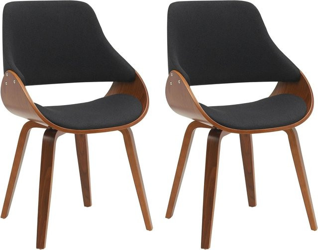 2er Set Esszimmerstühle DELUKE GILIS aus Stoff und Kunstleder in Walnuss und Schwarz, B/T/H: 52 x 54 x 86 cm - Bild 1