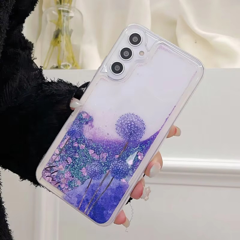 Glitzernde Handyhülle für Xiaomi Redmi Note 14 13 Pro Plus 12 12C 13C 11 15C A5 in Rosa mit Treibsand-Blumen-Schmetterlings-Design und Klarsicht-Effekt - Bild 3