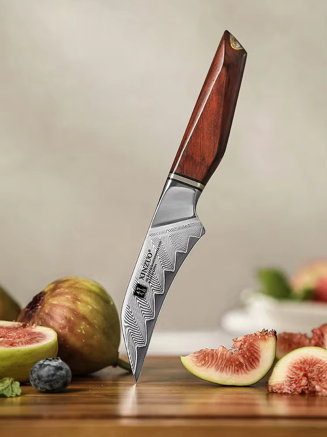 XINZUO Michelin Chef Series Schälmesser zum Trimmen und Schälen, 3 Zoll, Stahlkern mit Pulverbeschichtung, Braun - Bild 6