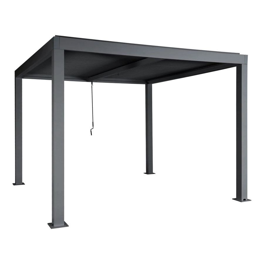 BERLINLODGE Pergola Gartenpavillon mit Lamellen in Anthrazit, Aluminium-Gestell mit Regenrinne, H x B x T: 220 x 300 x 300 cm - Bild 2