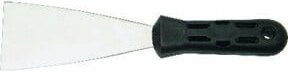 Haromac Malerspachtel aus rostfreiem Edelstahl mit schwarzem flachovalem Kunststoffgriff, Breite: 80 mm, Farbe: Silber/Schwarz - Bild 1