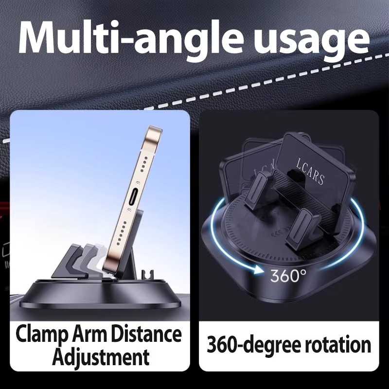 LCARS Universal 360-Grad-Drehung Auto Telefonhalterung für das Armaturenbrett mit rutschfestem Klebepad in Schwarz - Bild 4