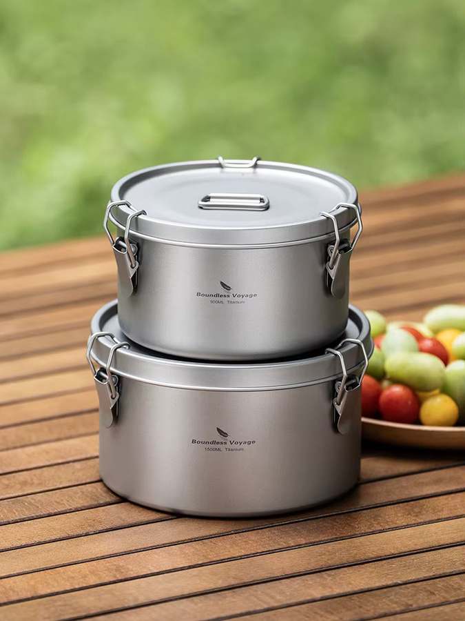 Boundless Voyage Titan-Dinnerbox aus Edelstahl in Silber mit 2 Deckeln und Clip-Verschluss für Picknick, Reisen und Schule - Bild 5