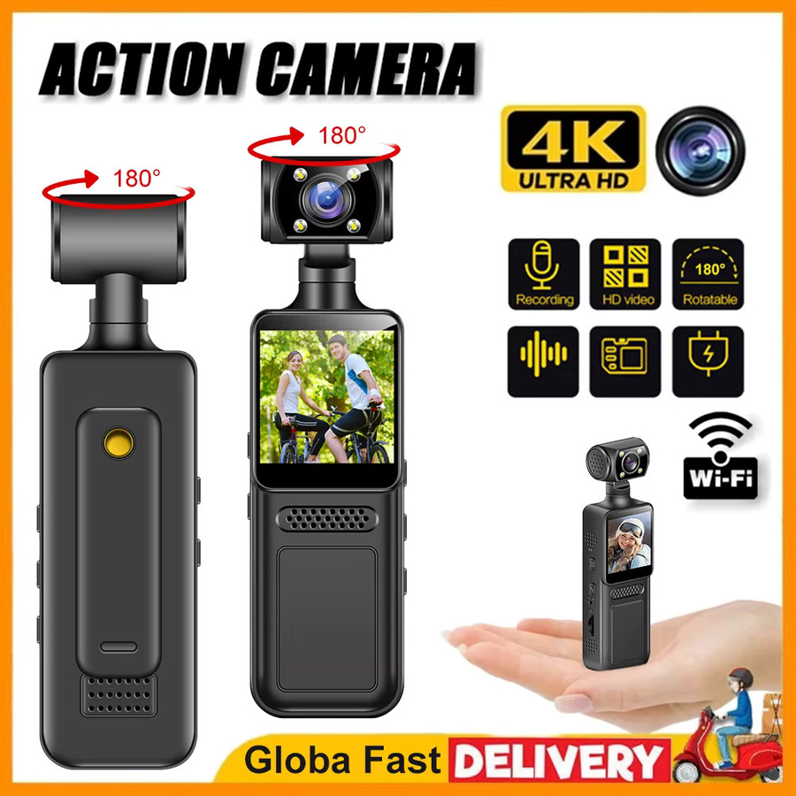 Occkic 4K Ultra HD Mini Action Kamera mit WiFi, 180 Grad drehbar und Nachtsicht, Schwarz - Bild 2