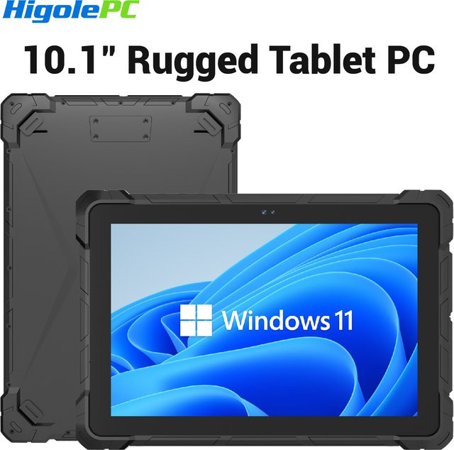 Higole F7G Robustes Industrielles Tablet mit 10,1 Zoll Display, Intel J4105, Windows 11, 8GB RAM, 128GB Speicher, WiFi5, RS232 Scanner, IP65 Schutz, Schwarz - Bild 1