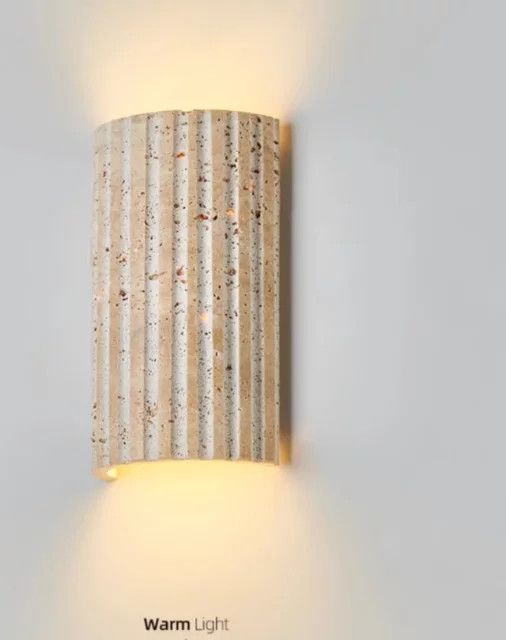 Japanische Wandlampe pumous im Wabi Sabi-Stil, gelbe halbzylindrische Höhlenstein-Korridorlampe für Schlafzimmer und Nachttisch - Bild 1