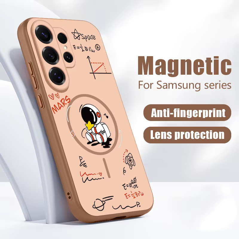 Magnetische Handyhülle mit Astronauten-Muster für Samsung Galaxy S25 S26 Ultra S24 S23 FE A57 A37 A17 A56 A16 A55 A15 A36 A54 in Grau - Bild 3