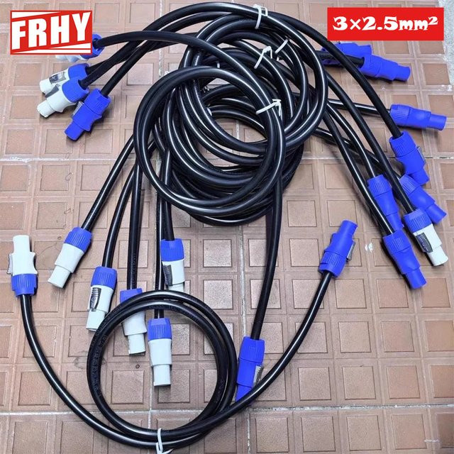 FRHY PowerCon-Verlängerungskabel mit Verriegelungsanschlüssen 3 x 2,5 mm2 in Weiß und Blau für Bühnenbeleuchtung und DMX512-Systeme - Bild 1