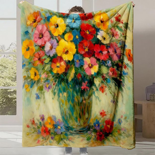 JMG Household Supplies Seerosen-Impressionismus Kunst-Decke aus weichem Flanell-Plüsch, Mehrfarbig, Breite: 70 cm, Höhe: 100 cm - Bild 1