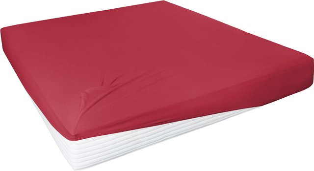 H.G. Hahn Spannbetttuch Feinjersey aus Baumwolle mit Elastan in Rot, B/T: 150 x 200 cm - Bild 1