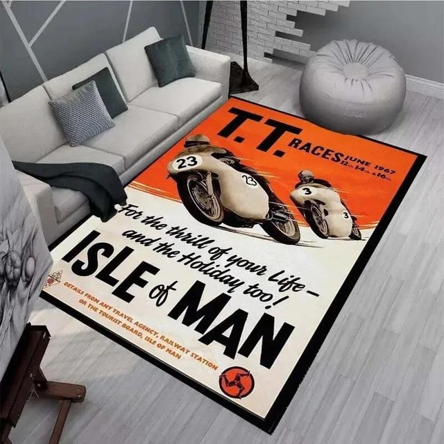 Karpetti Teppich Isle of Man TT Motorradwettbewerb, Mehrfarbig, Polyester, B/T: 120 x 80 cm - Bild 1