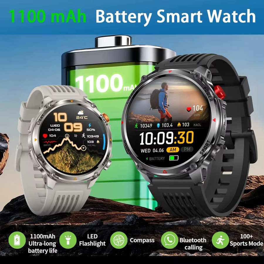 ChiBear T-Rex 3 Ultra Outdoor Sport Smartwatch für Herren in Weiß mit GPS, Bluetooth-Anruf und IP68 Wasserdichtigkeit - Bild 2