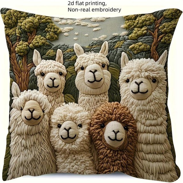 JMG Clothing Kissenbezug Alpaka mit 2D-Druck in Beige, B/B: 60 x 60 cm - Bild 1