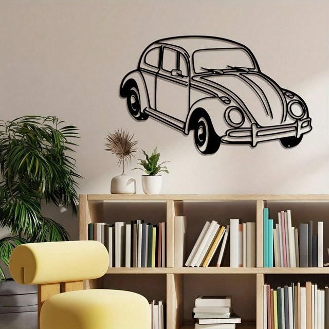 CIFBUY Metall Wanddekoration im Industriestil mit Auto Line Art in Schwarz - Bild 1