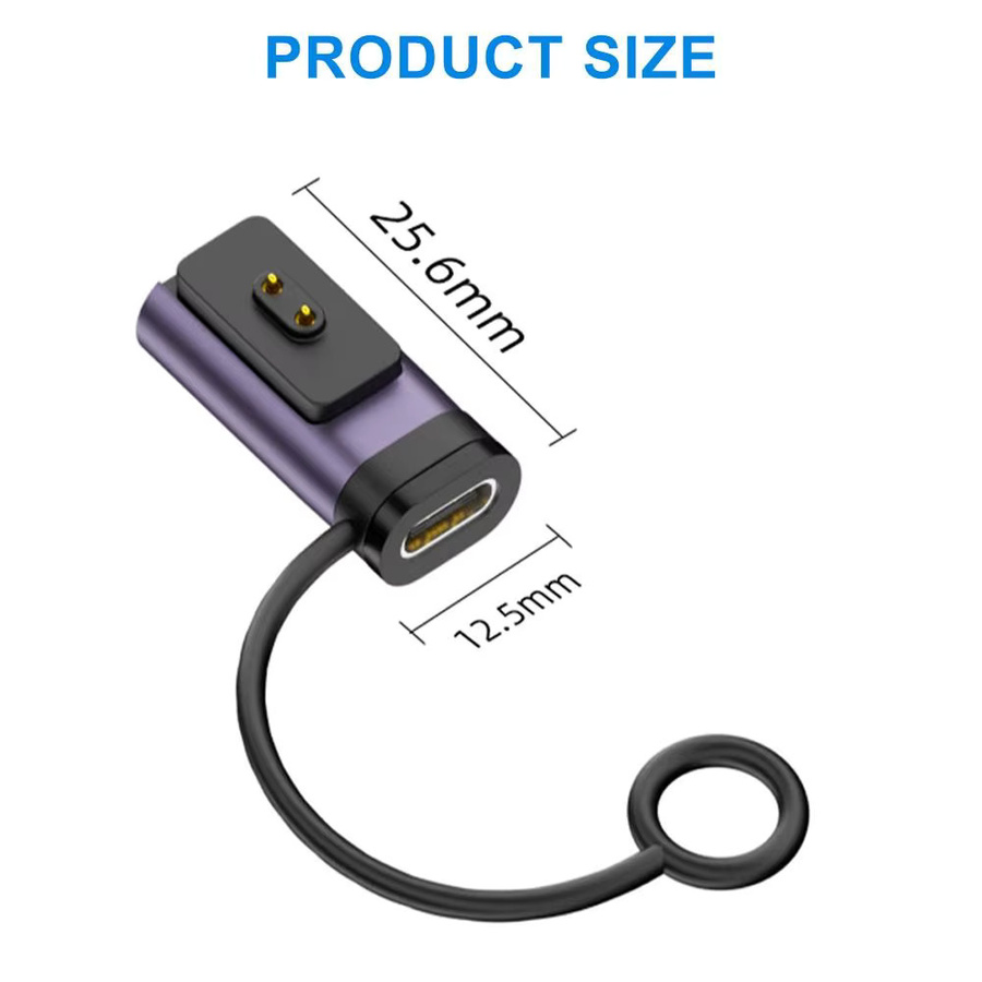Magnetischer USB-C Ladegerät-Konverter mit LED-Anzeige für Xiaomi Smart Band 8/9/10 Pro und Redmi Watch 5/4/3 in Silber - Bild 3