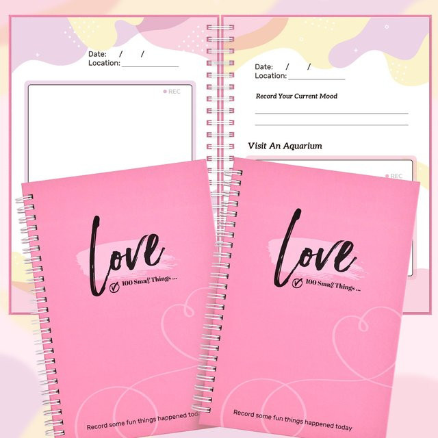 Imoda Hardcover-Notizbuch A5 in Pink mit 52 Blatt, 100 Terminen und Aufklebern für Paare - Bild 1