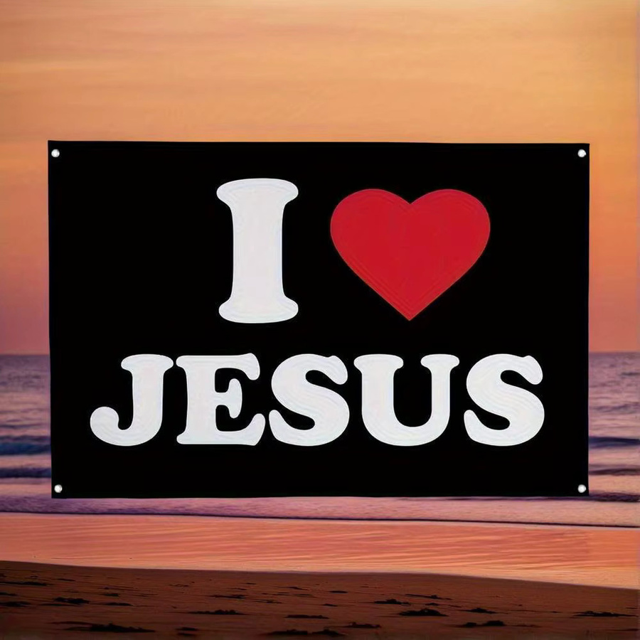 VIKAMA Wandteppich I Love Jesus Buchstabe, dekorative Wanddekoration in Schwarz, B: 90 cm, H: 60 cm - Bild 2