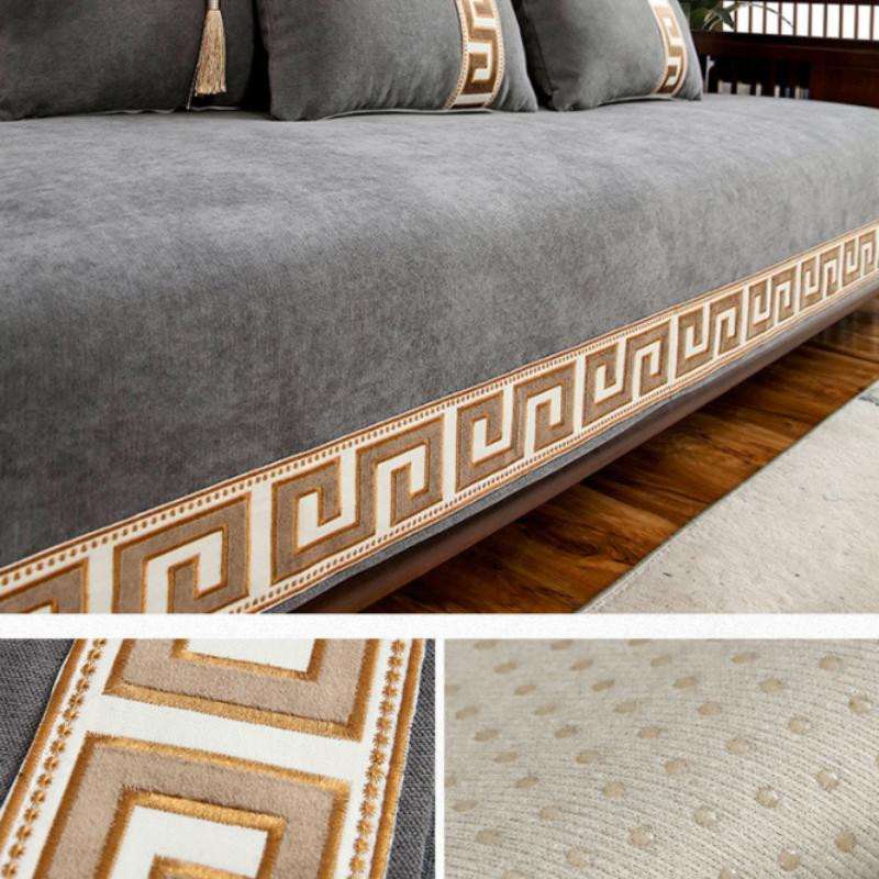 XIFEI Sofabezug aus Chenille im chinesischen Stil, rutschfeste Couchkissen-Matte für Sessel und Sofas, Breite: 70 cm, Tiefe: 70 cm - Bild 1