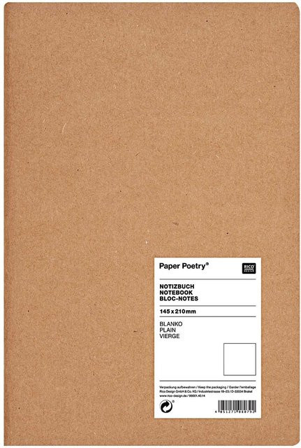 Rico Design Paper Poetry Notizbuch A5 Softcover Blanko in Braun und Weiß - Bild 1