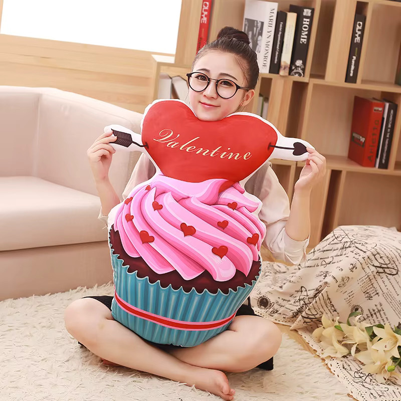 TANGJANE Plüsch Kissen Rosa Tasse Kuchen Eis Kirsche Früchte Cookie Keks Chocolate, Plüsch / Textil - Bild 2