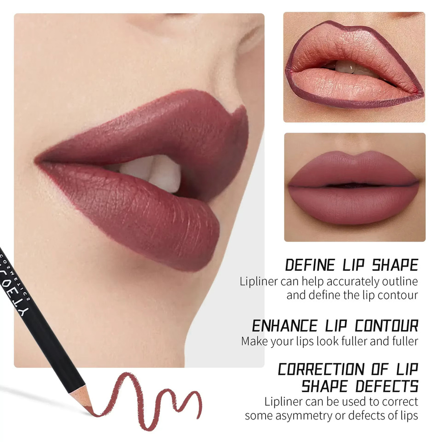 SHCOETY Lippenstift- und Lipliner-Set, 12 Farben, Nude, Matte - Bild 4