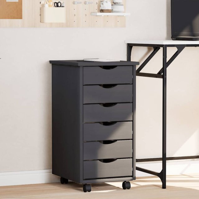 Vidaxl Rollschrank Moss aus Kiefer in Grau mit Schubladen und Rollen im rustikalen Design - Bild 1