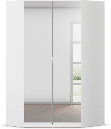 RAUCH BLUE Costa Eckschrank mit Spiegel und Drehtüren in Weiß, B: 117 cm, T: 54 cm, H: 197 cm