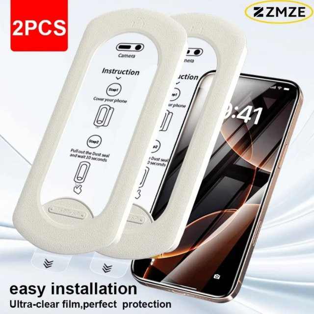 SnakeGlass 2er-Pack HD Panzerglas mit staubfreier Installationsbox für iPhone 17 16 15 14 13 12 11 Plus Pro Max, transparent - Bild 1