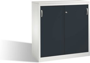 C+P Akten-Sideboard Acurado mit Schiebetüren und Schloss, 3 Ordnerhöhen, Korpus Lichtgrau und Front Schwarzgrau, H: 120 cm, B: 120 cm, T: 50 cm - Bild 1