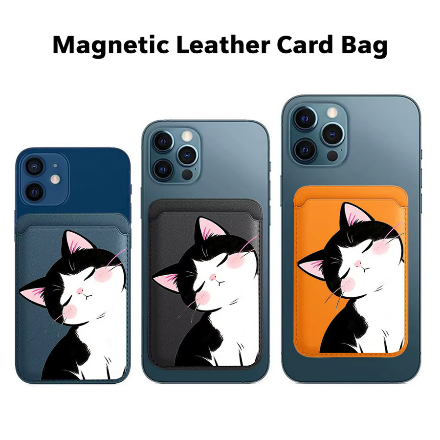 Magnetischer Kartenhalter mit neigbarem Katzenkopf-Muster für iPhone 17 Pro Max und Samsung Galaxy S26 Ultra sowie MagSafe Wallet Cover - Bild 3